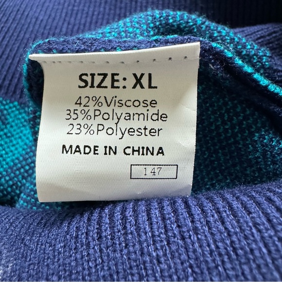 Dokotoo Floral Knit Sweater Boho Crew Neck GrandmaCore Long Sleeve Navy XL NWT - Picture 9 of 14